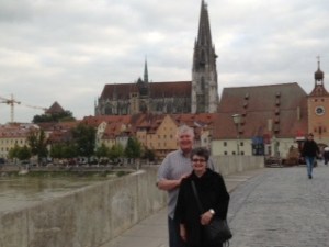 Wayne & Kathy on Stone Bridge in Regensburg, Germany - 09/23/2013