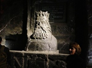 One of the salt statues carved in the salt mine