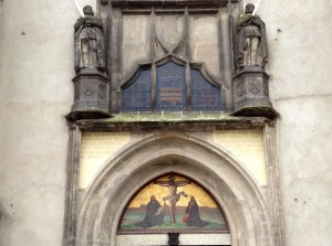 The art work above the doors of the Castle Church in Wittenberg