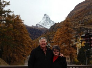 Wayne & Kathy in Zermatt with Matterhorn behind