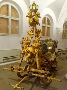 One of the sleighs of Ludwig II found in the museum at Scloss Nymphenburg in Munich