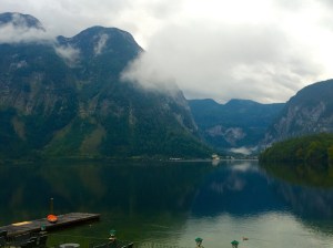 Obertraun, Austria - September 20, 2015 The view from our hotel balcony upon our early evening arrival