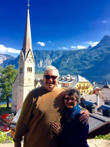 Wayne and Kathy view the enchanting village of Hallstatt, Austria, from a hilltop overlooking the Lutheran church that ministers to the community in Word and deed.