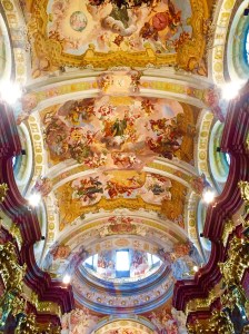 A scene from within the Melk Abbey Church, one of the most beautiful Baroque churches in the world