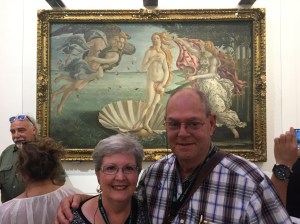 Rhonda & Allen Krahn in front of Botticelli's famous "Birth of Venus" painting in Florence's Uffizi Gallery
