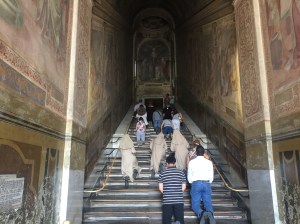 The Holy Stairway climbed by Christ on his way to sentencing brought in its entirety from Jerusalem by Helen, mother of Constantine